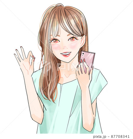 スマホを持っている女性 スマホを持っている女性 87708341