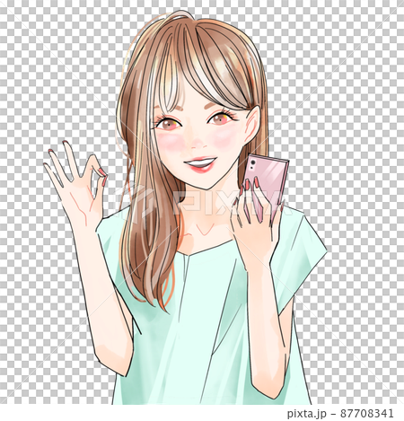 スマホを持っている女性 スマホを持っている女性 87708341