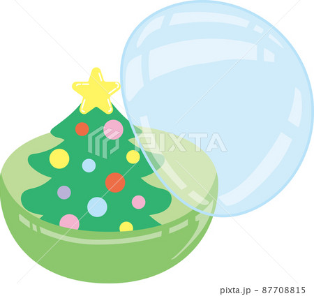 ガチャポンカプセルに入ったクリスマスツリー_カプセル半開き ガチャポンカプセルに入ったクリスマスツリー_カプセル半開き 87708815