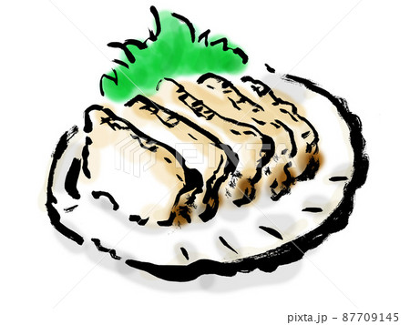 あわびのさしみの手描き和風イラスト あわびのさしみの手描き和風イラスト 87709145