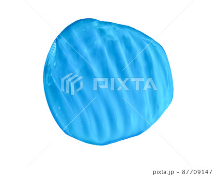 Blue cosmetics smear or antiseptic gel, cleaner, serum drop isolated on white background . Colorful slime with air bubbles in the sunlight. High contrast trendy photo. Health protection concept 87709147