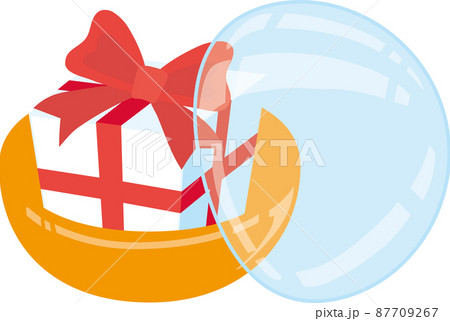 ガチャポンカプセルに入ったプレゼントボックス_カプセル半開き 87709267