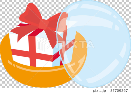 ガチャポンカプセルに入ったプレゼントボックス_カプセル半開き 87709267