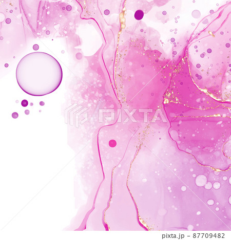 Vector pink coral banner. Hand drawn abstract paint brush stroke. 87709482