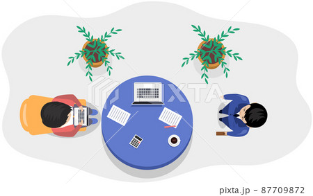 Business office connection working concept. Businessmen communicating talking about project Business office connection working concept. Businessmen communicating talking about project 87709872