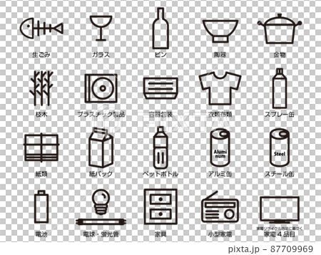 Garbage separation icon set_Japanese_1_Outline Garbage separation icon set_Japanese_1_Outline 87709969