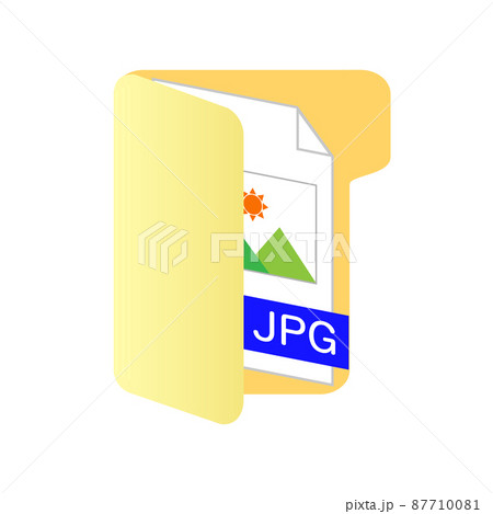 フォルダのアイコン。JPGファイルが入った黄色いフォルダ。 87710081