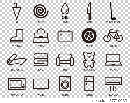 ごみの分別アイコンセット_日本語_2_アウトライン 87710085