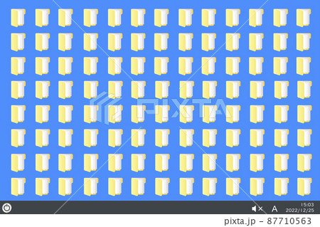 フォルダで埋め尽くされた整理整頓されていないPCの画面。仕事ができない人のデスクトップ画面。 87710563