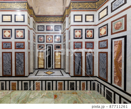 Decorated marble wall at al Refai Mosque, Cairo, Egypt Decorated marble wall at al Refai Mosque, Cairo, Egypt 87711261