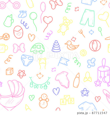 Multicolored baby shower seamless pattern Multicolored baby shower seamless pattern 87711547