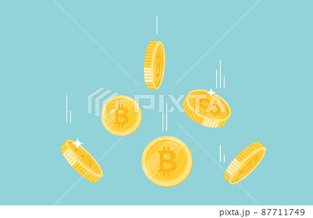 Bitcoin coins flying on a white background. bitcoin cryptocurrency concept banner. vector design	 87711749