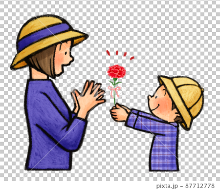 母親節:孩子送給媽媽一朵康乃馨 母親節:孩子送給媽媽一朵康乃馨 87712778