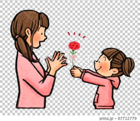 母親節:孩子送給媽媽一朵康乃馨 母親節:孩子送給媽媽一朵康乃馨 87712779