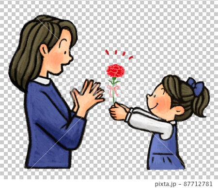 母親節:孩子送給媽媽一朵康乃馨 母親節:孩子送給媽媽一朵康乃馨 87712781