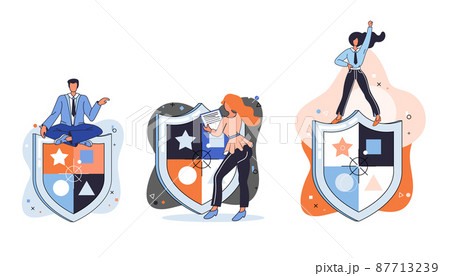 Confidence concept. Person stands has private conversation metaphor. Confidential communication vector set 87713239