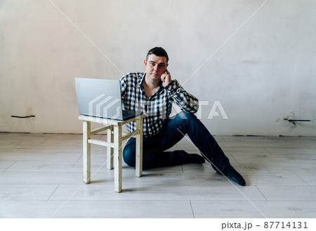 poor businessman in the room, the ruined man 87714131