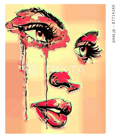 Portrait of a woman in ink painting style 87714160