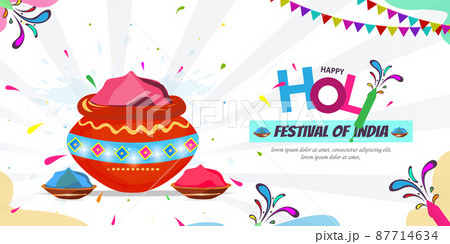 illustration of Happy Holi festival in the background of colors. Powder, banner, poster, creative, flyer illustration of Happy Holi festival in the background of colors. Powder, banner, poster, creative, flyer 87714634