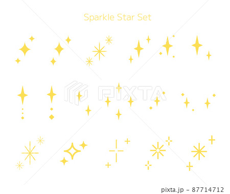 シンプルな輝く星のイラストセット キラキラのイラスト素材