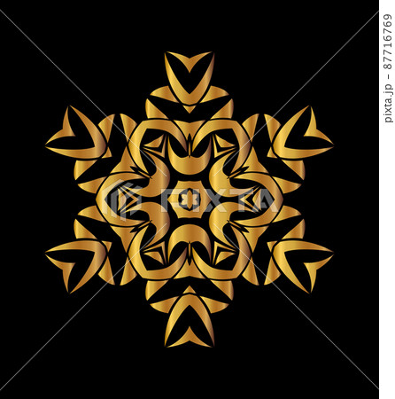 Gold mandala on black background 87716769