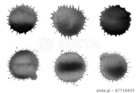 Black watercolor painted stains set. Black watercolor painted stains set. 87716835