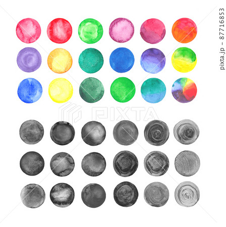 Set of rainbow watercolor circles Set of rainbow watercolor circles 87716853