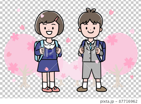 Entrance ceremony Sakura first grader entrance illustration material 87716962