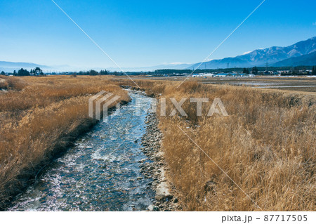 乳川と安曇野の景色【北安曇郡松川村】 乳川と安曇野の景色【北安曇郡松川村】 87717505