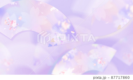 桜と扇をモチーフとした紫色の和風背景 桜と扇をモチーフとした紫色の和風背景 87717860
