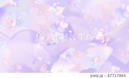 桜と扇をモチーフとした紫色の和風背景 桜と扇をモチーフとした紫色の和風背景 87717864
