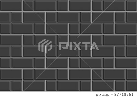 Black tile seamless pattern. Rectangle and square brick background. Kitchen backsplash or bathroom ceramic wall texture. Vector flat illustration 87718561