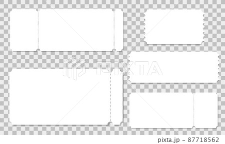 Set of ticket mockups. Collection of empty paper entry tickets for event, concert, movie, museum, festival, theater, exhibition Set of ticket mockups. Collection of empty paper entry tickets for event, concert, movie, museum, festival, theater, exhibition 87718562