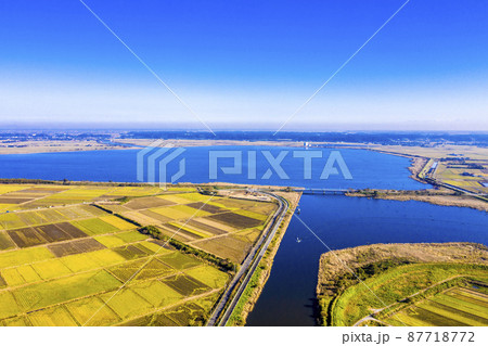 印旛沼を俯瞰撮影　（北印旛沼）千葉県	 87718772