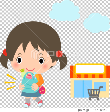 スーパーで買い物した女の子、おつかい 87718940