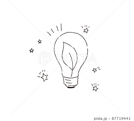 電球とエコのイメージ-手描きの線画 87719441
