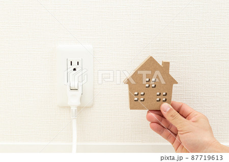 コンセントプラグと家模型 87719613