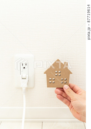 コンセントプラグと家模型 コンセントプラグと家模型 87719614