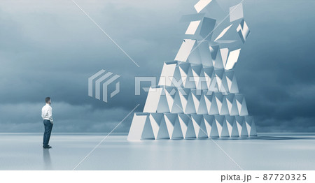 House of cards crisis concept. 3d illustration House of cards crisis concept. 3d illustration 87720325