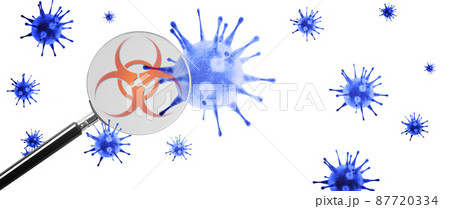 Microscopic view of corona virus cells. 3D illustration 87720334