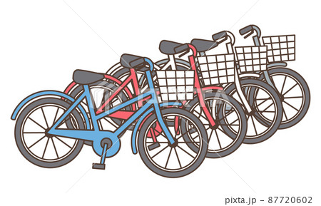 きれいに並んだ自転車 87720602