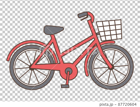 シンプルな赤色の自転車 87720604