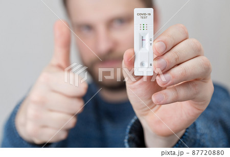 Negative test result by using rapid test device for COVID-19. Negative test result by using rapid test device for COVID-19. 87720880