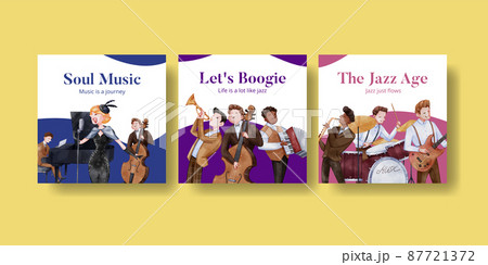 Banner template with jazz music concept,watercolor style Banner template with jazz music concept,watercolor style 87721372