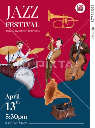 Poster template with jazz music concept,watercolor style Poster template with jazz music concept,watercolor style 87721391