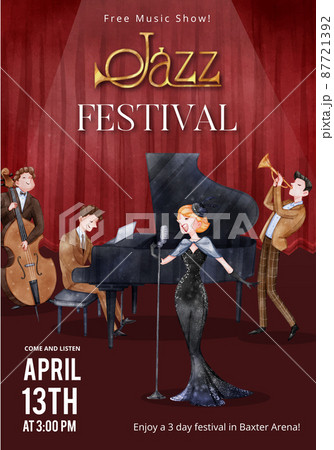 Poster template with jazz music concept,watercolor style 87721392