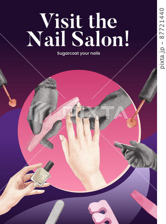 Poster template with nail salon concept,watercolor style Poster template with nail salon concept,watercolor style 87721440