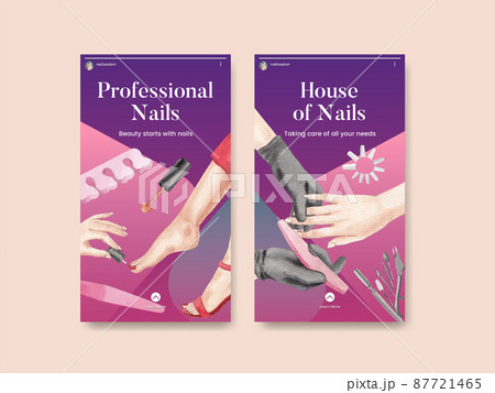 Instagram template with nail salon concept,watercolor style 87721465