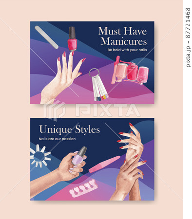 Facebook template with nail salon concept,watercolor style Facebook template with nail salon concept,watercolor style 87721468