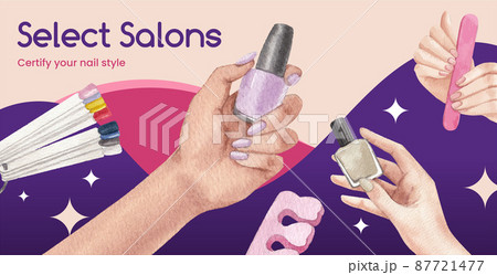 Billboard template with nail salon concept,watercolor style 87721477